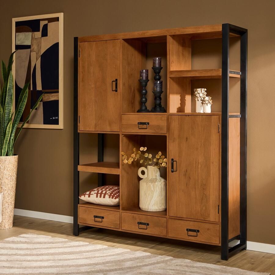 StarFurn Vakkenkast Boaz Naturel Mangohout 180x150cm - Foto 2