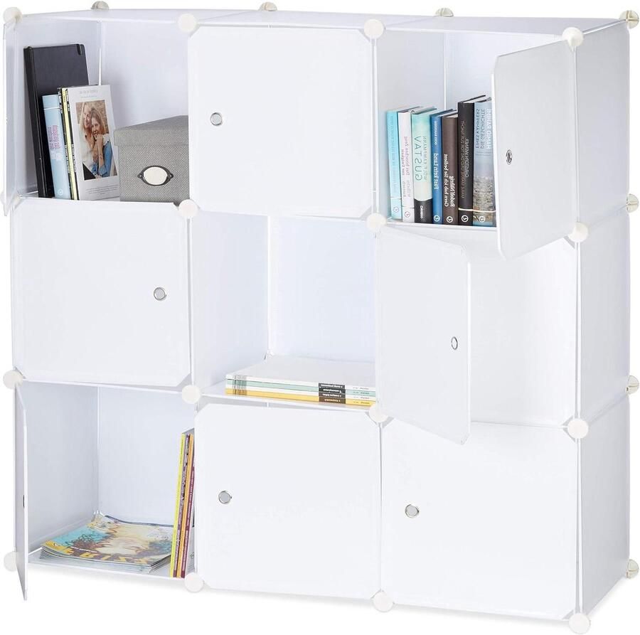 Vakkenkast met Deuren Ruimtebesparend en Stijlvol 1 stuk Wit Kunststof 95 x 95 x 32 cm