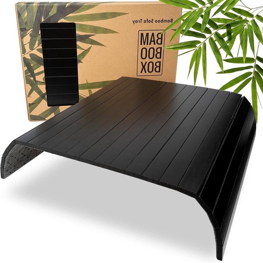 Van Bamboe Bankovertrek Flexibel Bankdienblad Armleuning Bankdienblad Sofa Dienblad Armleuning Dienblad Voor Bank En Bank Zwart