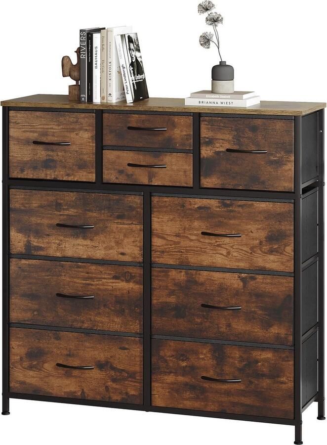 VanBoni Ladekast Dressoir Industrieel Commode Ladekast Industrieel Ladekast Slaapkamer Woonkamer Ladenkast Met 10 Lades 100x100x30 cm