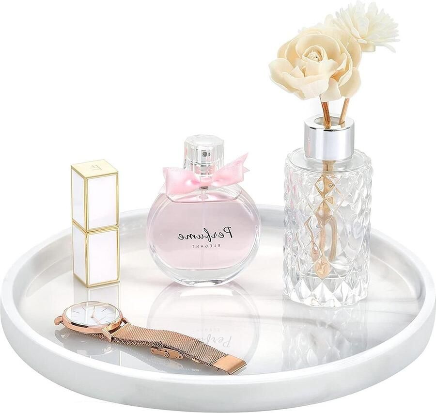 Vanity lade van hars Ronde lade voor decoratieve opbergorganisatie Badkamer toilet slaapkamer keuken aanrecht organizer Sieraden opslag Dressoir lade voor kaarsen Marmer wit marble tray