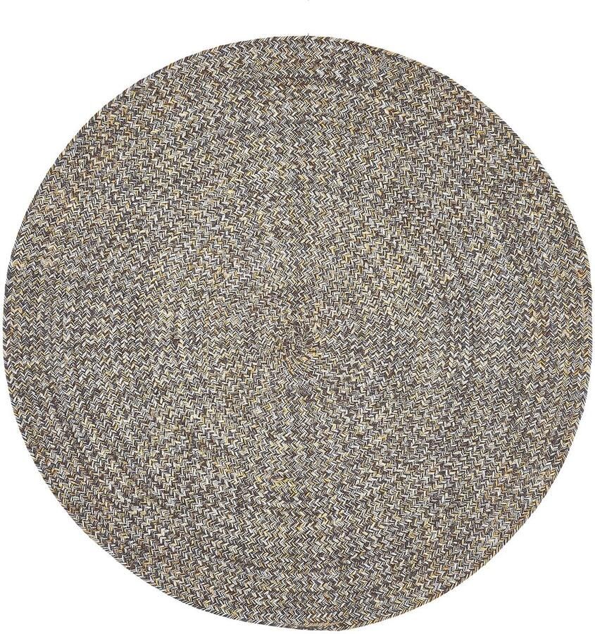 Varberg Rond Tapijt Katoen Boho Chevron Grijs Geel 80x80cm