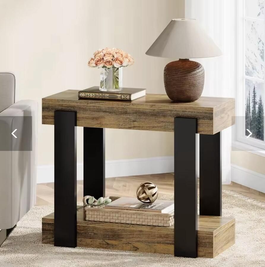 Varnox Bijzettafel Kleine bijzettafel Sidetable Banktafel Tafel Eindtafel Nachtkastje Naast bank Naast bed Industrieel Bruin