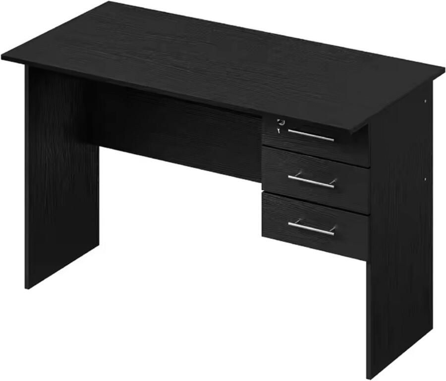 Varnox Bureau Computer Bureau Computer tafel Tafel met lades Basic bureau 3 laden Met slot Zwart 120cm
