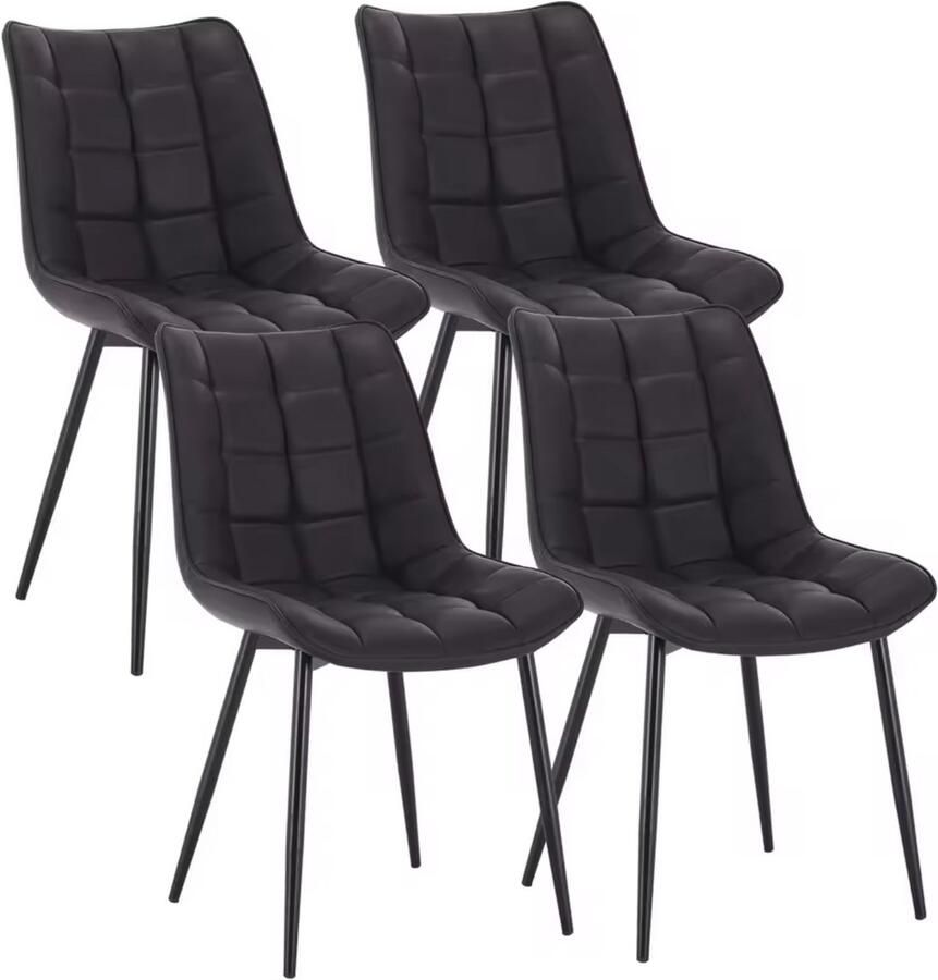 Varnox Eetkamer Stoelen Eettafel stoelen Eetkamerstoel PU Leer PU Leder Set van 4 Antraciet Zwarte Poot