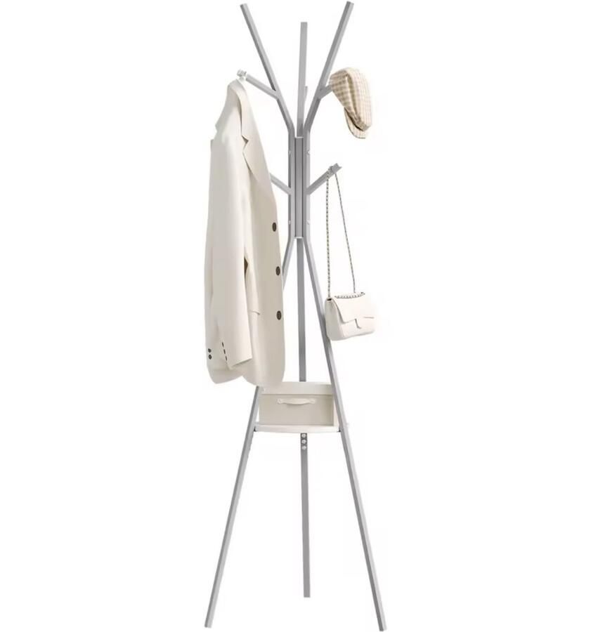 Varnox Kapstok Kledingrek Garderobe rek Basic Kapstok Boom kapstok 9 haken 1 Plank Metaal Grijs