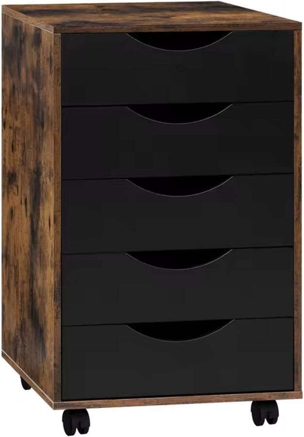 Varnox Ladekast Ladenkast Archiefkast Bureau kastje Kantoorkast Kast op wieltjes Opbergkast Lades Laden Kast Bruin Zwart