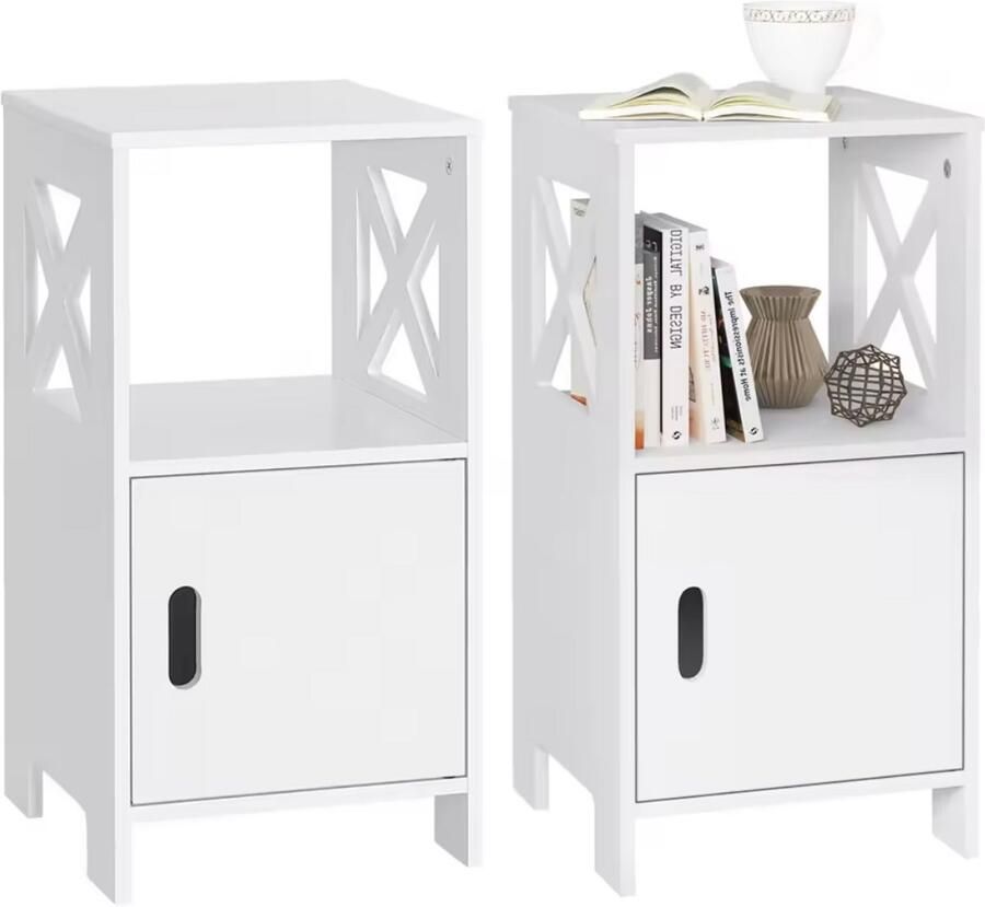 Varnox Nachtkastjes Set van 2 nachtkastjes Tafel Bijzettafel Nachtkastje Eindtafel Set Wit