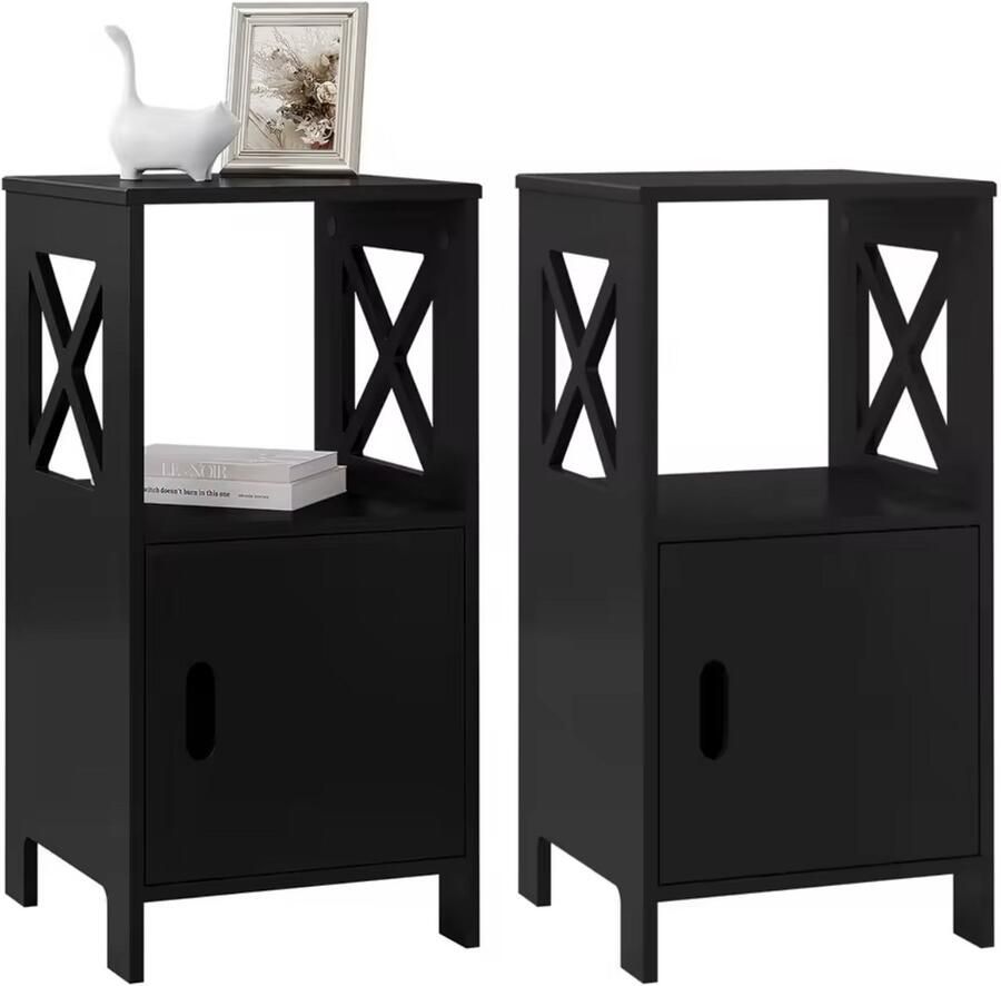 Varnox Nachtkastjes Set van 2 nachtkastjes Tafel Bijzettafel Nachtkastje Eindtafel Set Zwart