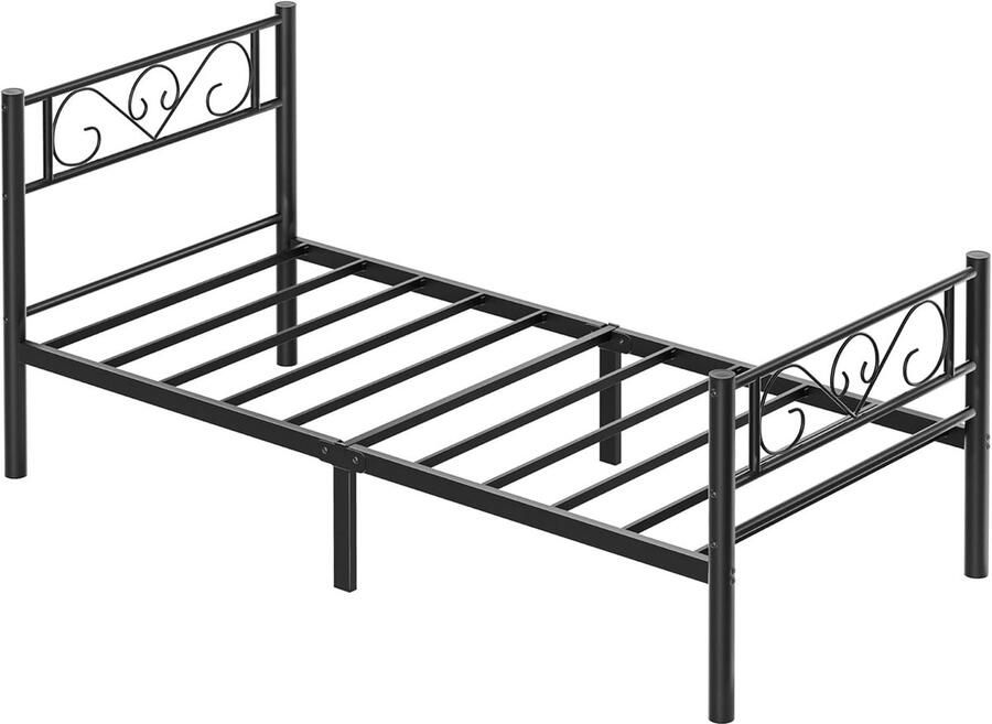 VASAGLE 90 × 200 cm bed – Gastenbed – Enkel metalen bedframe – Makkelijke montage – Inktzwart (model RMB062B01)