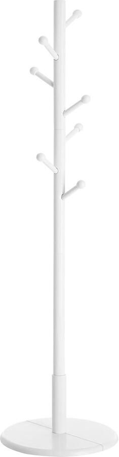 VASAGLE Kapstok met 7 afgeronde haken standaard op poten in boomvorm voor jassen hoeden tassen voor entree woonkamer wit