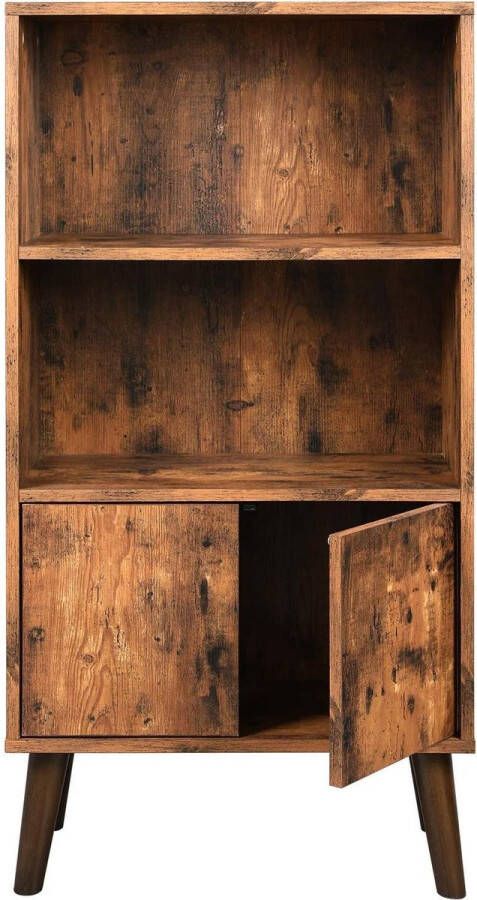 Vasagle Retro boekenkast met 2 planken en kastdeuren Woonkamerkast Retro meubilair voor woonkamer foyer kantoor opslag voor boeken foto's decoratie houtlook 60 x 30 x 120 cm - Foto 1