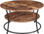 VASAGLE salontafel rond Woonkamertafel Sofatafel met plank Gemakkelijke montage Metaal Industrieel ontwerp vintage bruin-zwart - Thumbnail 1