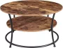 VASAGLE salontafel rond Woonkamertafel Sofatafel met plank Gemakkelijke montage Metaal Industrieel ontwerp vintage bruin-zwart - Thumbnail 2