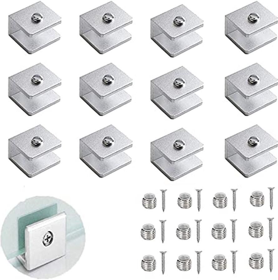 Vaste glazen klemmen 12 stuks verstelbare glashouders voor 6-8 mm dik glas