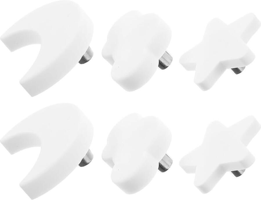 VBSJAH 6 Pcs Soft Rubber Kitchen Furniture Handles Anti-Collision Furniture Knobs for Kids Stars Moon Cloud Drawer Knobs to Ensure Child Safety