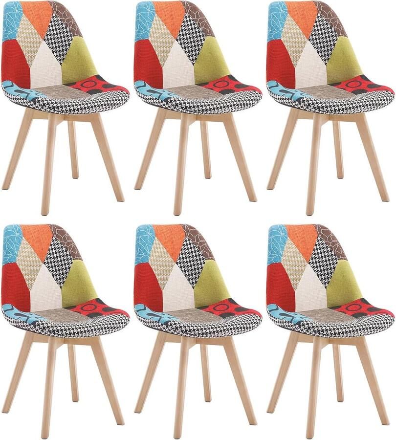 Veelkleurige Eetkamerstoelen Set van 6 Comfortabele Ergonomische Stoelen voor Eetkamer en Keuken