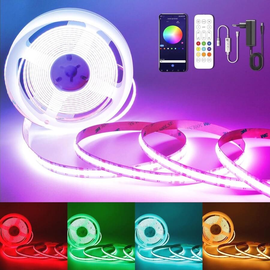 Veelkleurige RGB LEDstrip 3 m met Bluetooth en afstandsbediening Flexibele Lichtstrip voor Thuis en Decoratie