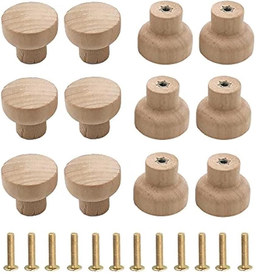 Veelzijdige 12 meubelknoppen hout rond houten hardware 12 stuks voor dagelijks