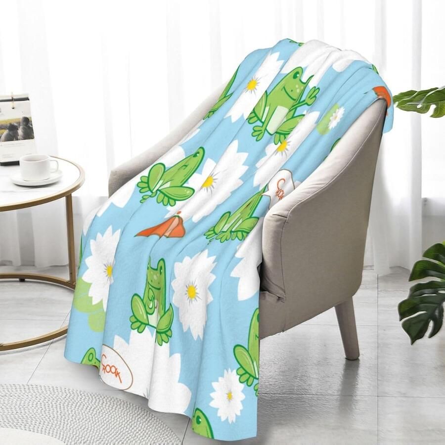 Luvetrex Veelzijdige knuffeldeken 130 x 150 cm kikkerthemadeken knuffeldeken donzige kikkerbedspreien bankdekens flanellen deken voor ledikantjes (A 130 x 150 cm)