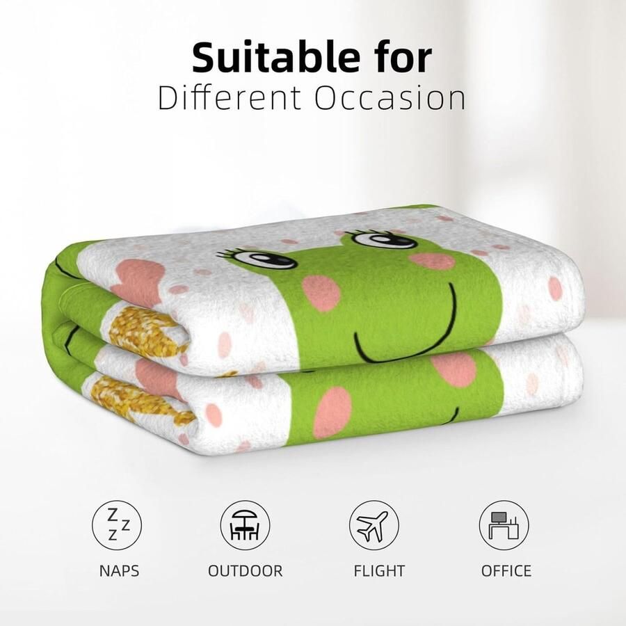Veelzijdige knuffeldeken 130 x 150 cm kikkerthemadeken knuffeldeken wollig kikker beddeken bankdeken flanellen deken dekens voor kinderbedden (B 130 x 150 cm)