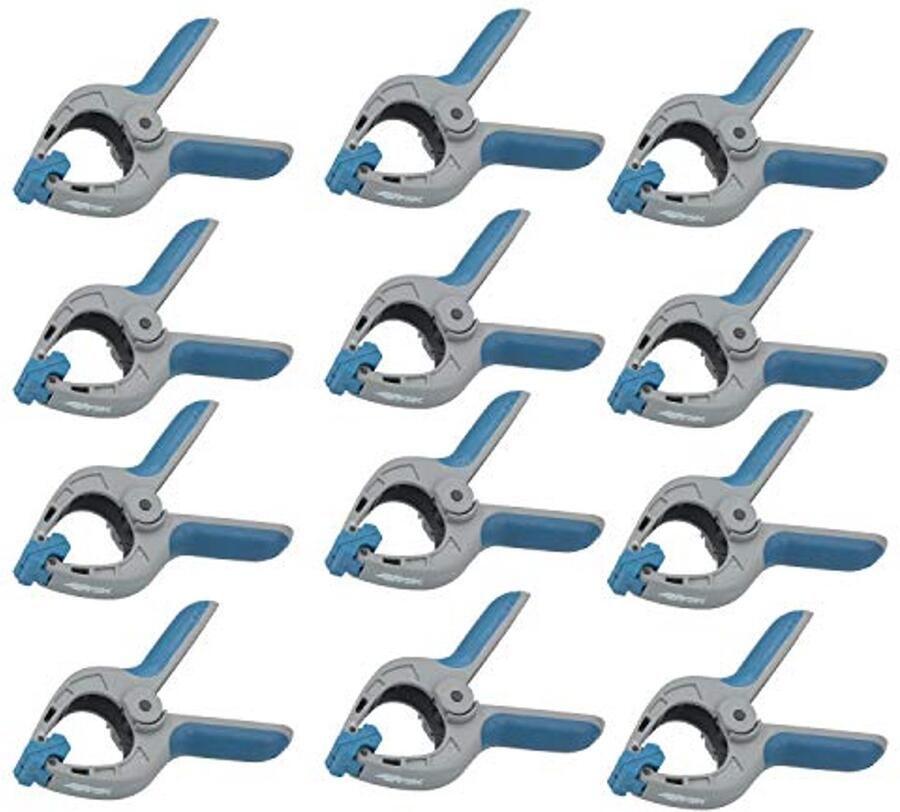 Veerklemmen Set 12 Stuks met Antislip Handgreep en Draaibare Bekken Maximaal 65 mm Opening