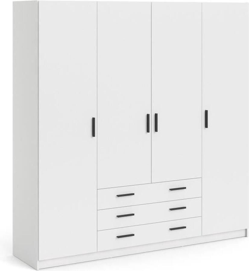 VEGA kast Mat wit decor 4 deuren + 3 laden L 195 5 x D 49 6 x H 200 4 cm TVILUM