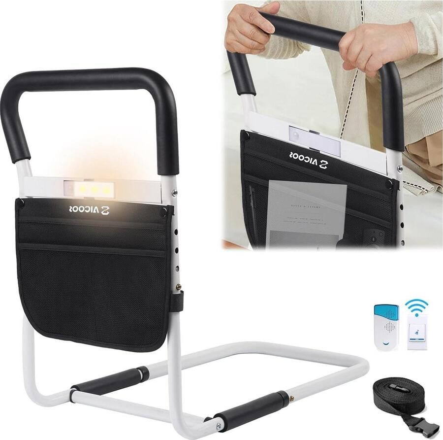 Veiligheid voor oudere volwassenen Verstelbare bedrail met inductielamp noodoproepbel voor senioren max. 350 lbs (L)