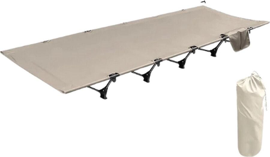 Veldbed Ultralicht Compact Opvouwbaar Stevig en Duurzaam Scheurbestendig Stabiel Tot 150kg Khaki 192x65x16cm Incl. Opbergzak Stretcher Outdoor