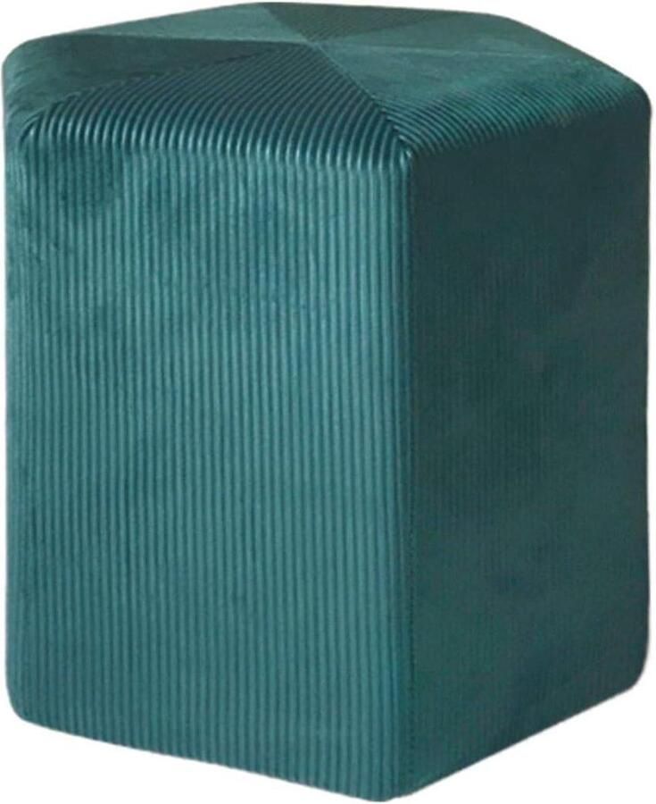 Velours Cotele Pouf Giulia Bleu Canard