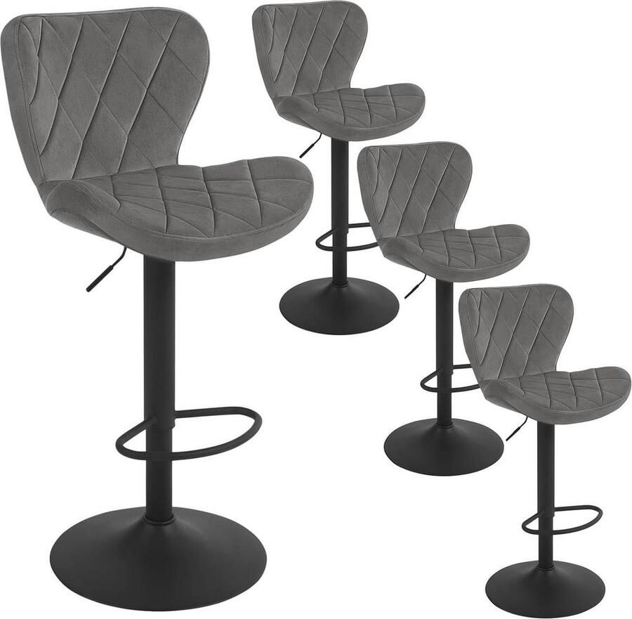 Rootz Living Rootz Velvet Barkruk Counter Chair Ronde barkruk Hoogwaardige materialen 47 cm x (89-109 5) cm x 54 cm