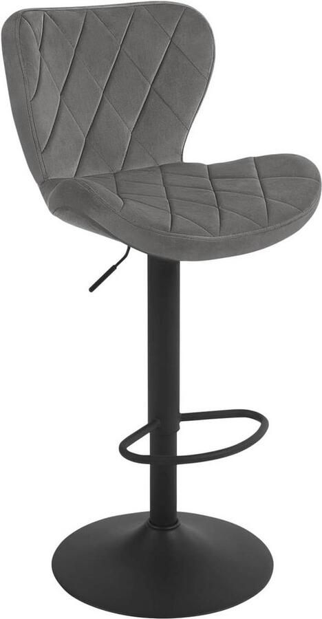 Rootz Living Rootz Velvet Barkruk Draaistoel Tegenstoel Ergonomisch Ontwerp 47cm x (89-109.5)cm x 54cm Donkergrijs Zwart
