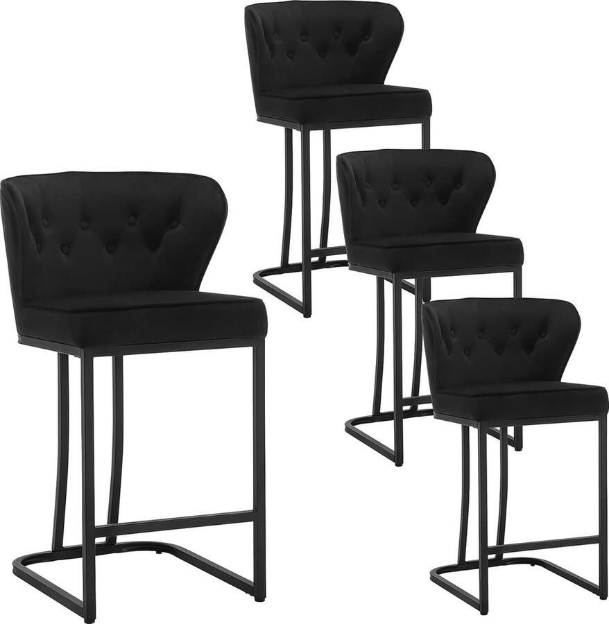 Rootz Living Rootz Velvet Barkruk Tegenkruk Gestoffeerde stoel Luxe comfort Verbeterde stabiliteit Duurzaam ontwerp 49 cm x 85 cm x 48 5 cm