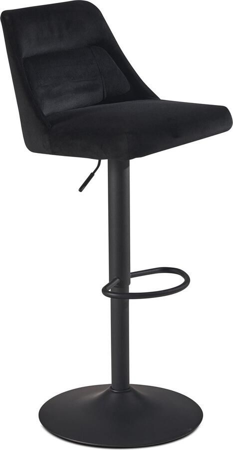 Rootz Living Rootz Velvet Barkruk Zwarte Keukenkruk Bistrostoel Modern Design 360° Draaibaar Verstelbare Hoogte 86-106cm Comfortabele Vulling 45cm x 51cm