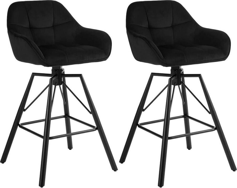 Rootz Living Rootz Velvet Barkrukken 2-delige set Keukenkrukken 360° draaibare stoelen Hoog comfort Ergonomisch ontwerp 51 cm x 94 5 cm x 53 cm
