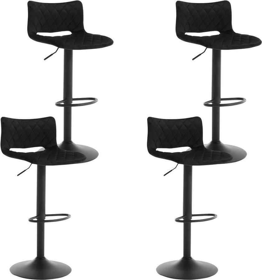 Rootz Living Rootz Velvet Barkrukset Draaibare barstoel Ontbijtkruk Duurzaam metaal Verstelbare hoogte Modern design 41 cm x 35 cm x 59-79 cm