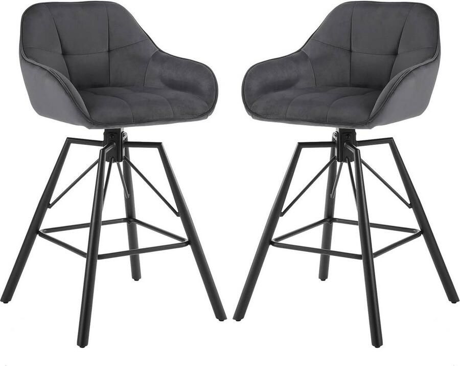 Rootz Living Rootz Velvet Barkrukset Keukenkruk 360° Draaibaar Hoog Comfort Ergonomisch Ontwerp Metalen Constructie 51cm x 94 5cm x 53cm