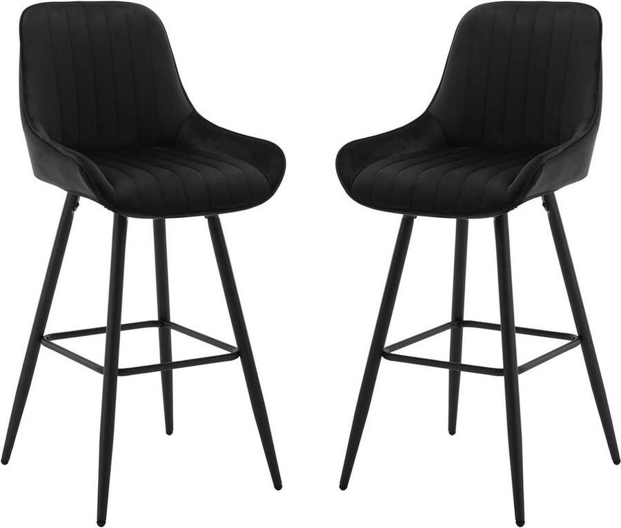 Rootz Living Rootz WOLTU Velvet barkrukset keukenkrukken gewatteerde barkrukken ergonomische rugleuning robuust metalen frame 48 5 cm x 106 cm x 46 cm