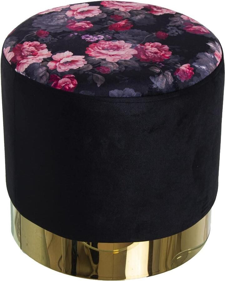 Velvet Bean Bag with Metal Flowers Gold Plated 36 x 36 cm