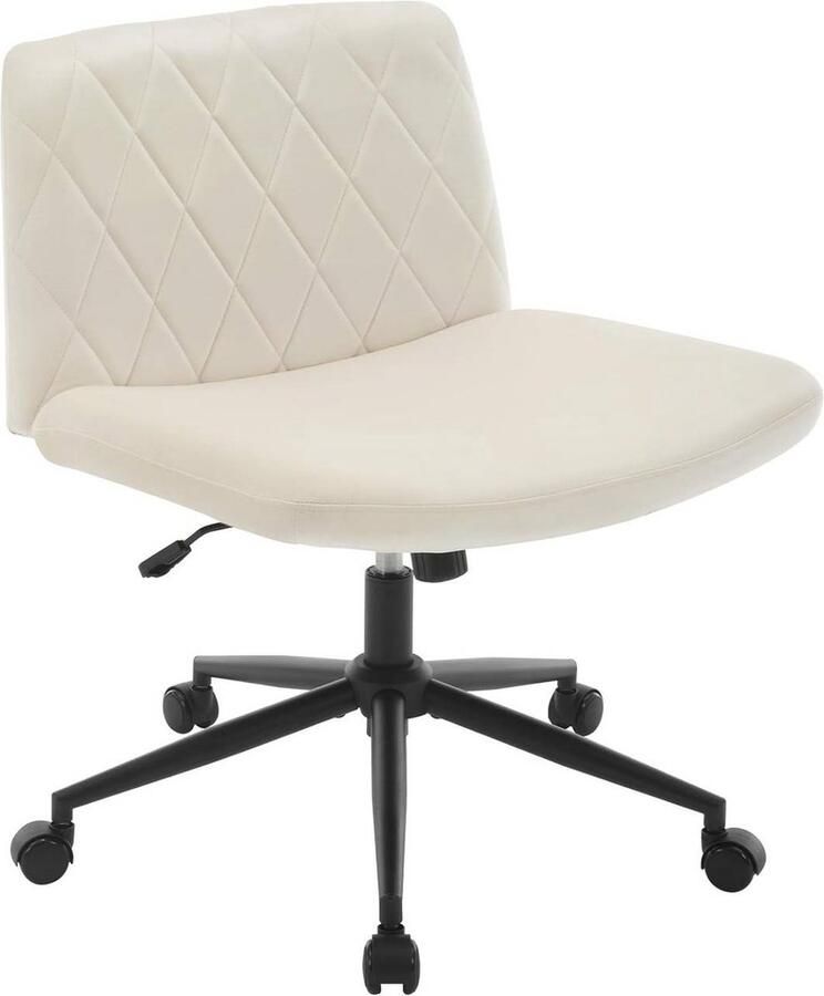 Rootz Living Rootz Velvet Bureaustoel Armloze bureaustoel Draaibare thuiskantoorstoel Ruitpatroon rugleuning Verstelbare hoogte 64 cm x 50 cm