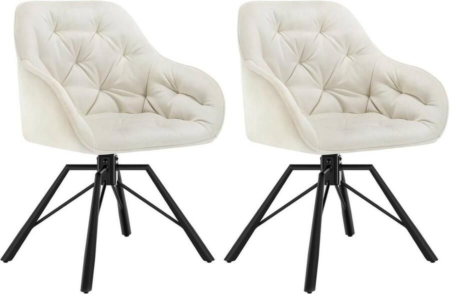 Rootz Living Rootz Velvet Dining Chair Draaibare keukenstoel Moderne fauteuil 360° draaibaar Hoge rugleuning Robuuste metalen poten 57 5 ​​cm x 82 5 cm x 53 cm