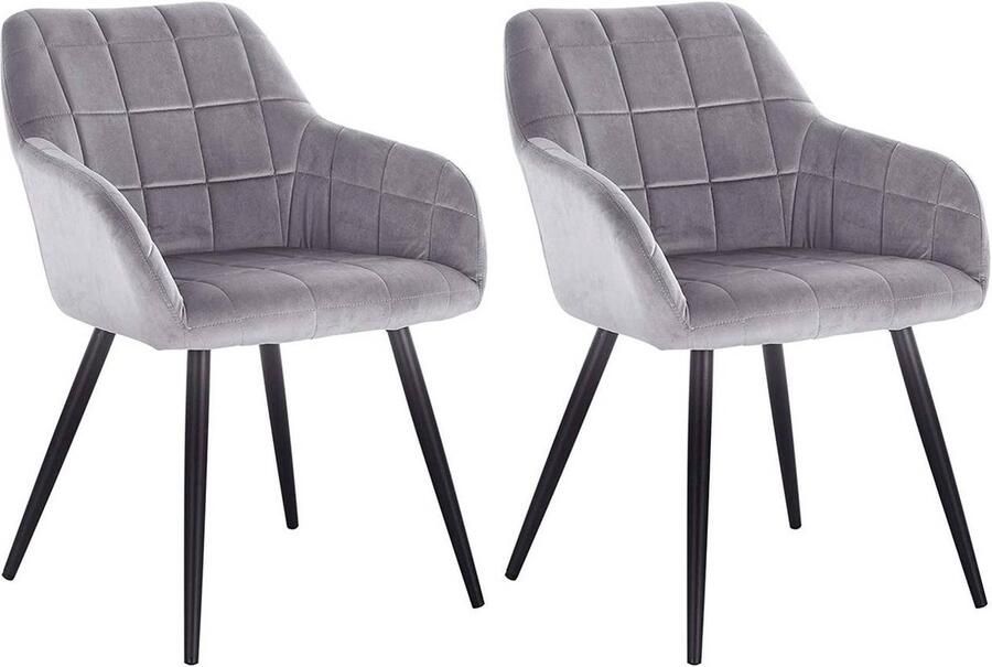 Rootz Living Rootz Velvet Dining Chair Set Ergonomische stoel Comfortabele zitting Schuim met hoge dichtheid Duurzaam metalen frame Antislip 49 cm x 43 cm