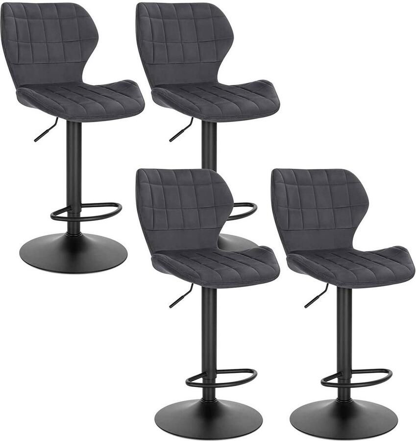 Rootz Living Rootz Velvet Draaibare Barkruk Verstelbare Tegenstoel Draaibare Zitting Pluche Comfort Stevige Metalen Basis Hoogte 60-82cm 48cm x 38cm