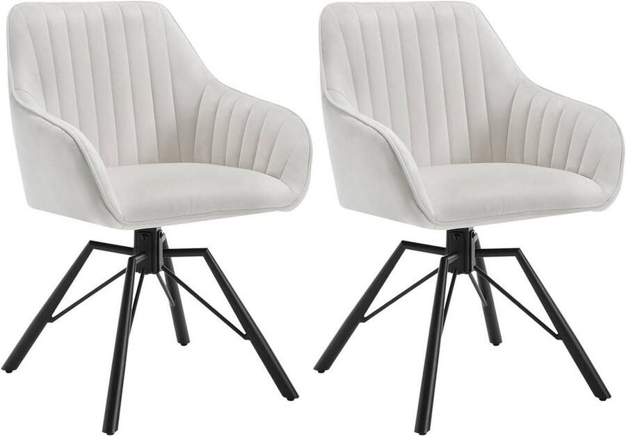 Rootz Living Rootz Velvet Draaibare Eetkamerstoel Set van 2 Draaibare stoelen Comfortabele zitting Pluche bekleding 360 graden rotatie Stevige metalen voet 58 cm x 83 5 cm x 53 5 cm