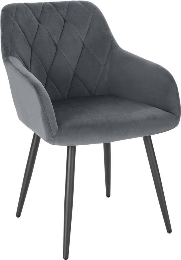 Rootz Living Rootz Velvet Eetkamerstoel Ergonomische stoel Comfortabele zit Luxe fluweel Stevige metalen poten 44 cm x 42 5 cm x 46 5 cm