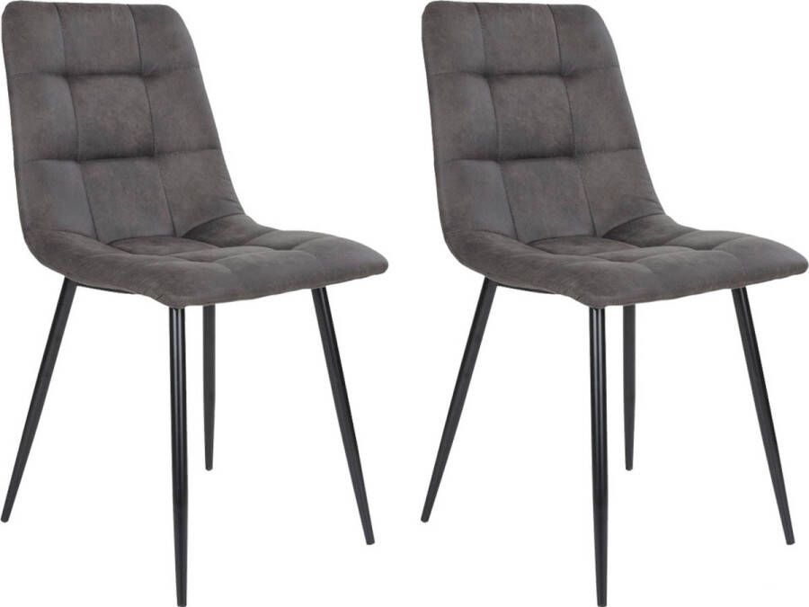 House Collection Velvet Eetkamerstoel Gara Donker Grijs 2 Stuks