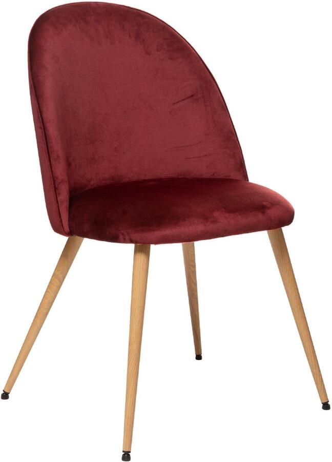 Eazy Living Velvet Eetkamerstoel Nathan Rood Hout