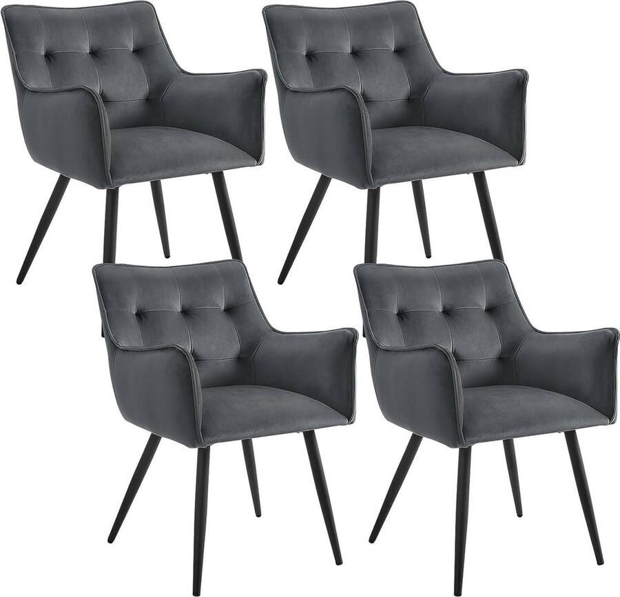 Rootz Living Rootz Velvet Eetkamerstoel Set van 4 Elegante stoelen Comfortabele zitting Schuim met hoge dichtheid Stevige metalen poten Ergonomisch ontwerp 57 cm x 80 cm x 57 cm
