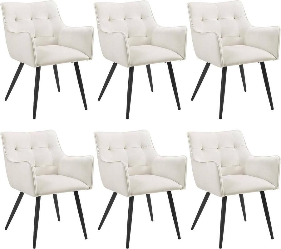 Rootz Living Rootz Velvet Eetkamerstoel Set van 6 Elegante stoelen Comfortabele zitting Schuim met hoge dichtheid Stevig metalen frame Ergonomisch ontwerp 57 cm x 80 cm x 57 cm