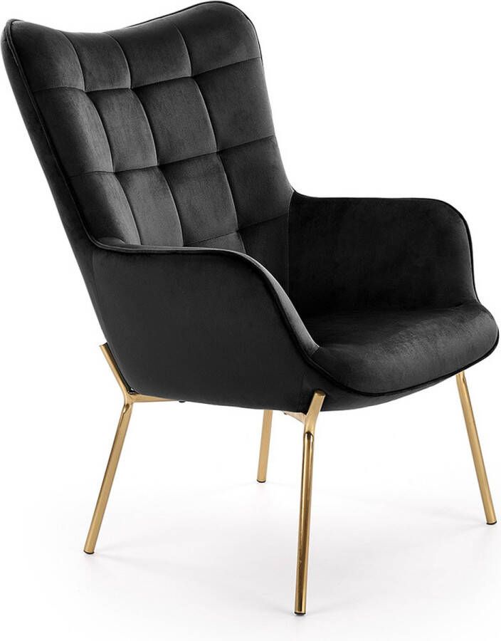 Velvet Fauteuil Fedir Zwart Goud